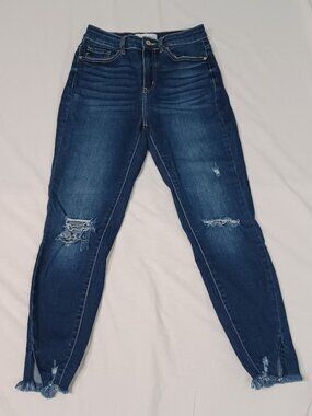 KanCan Distressed Skinny Jeans Women Size 25 Raw Hem Stretch Medium Wash KC9150D